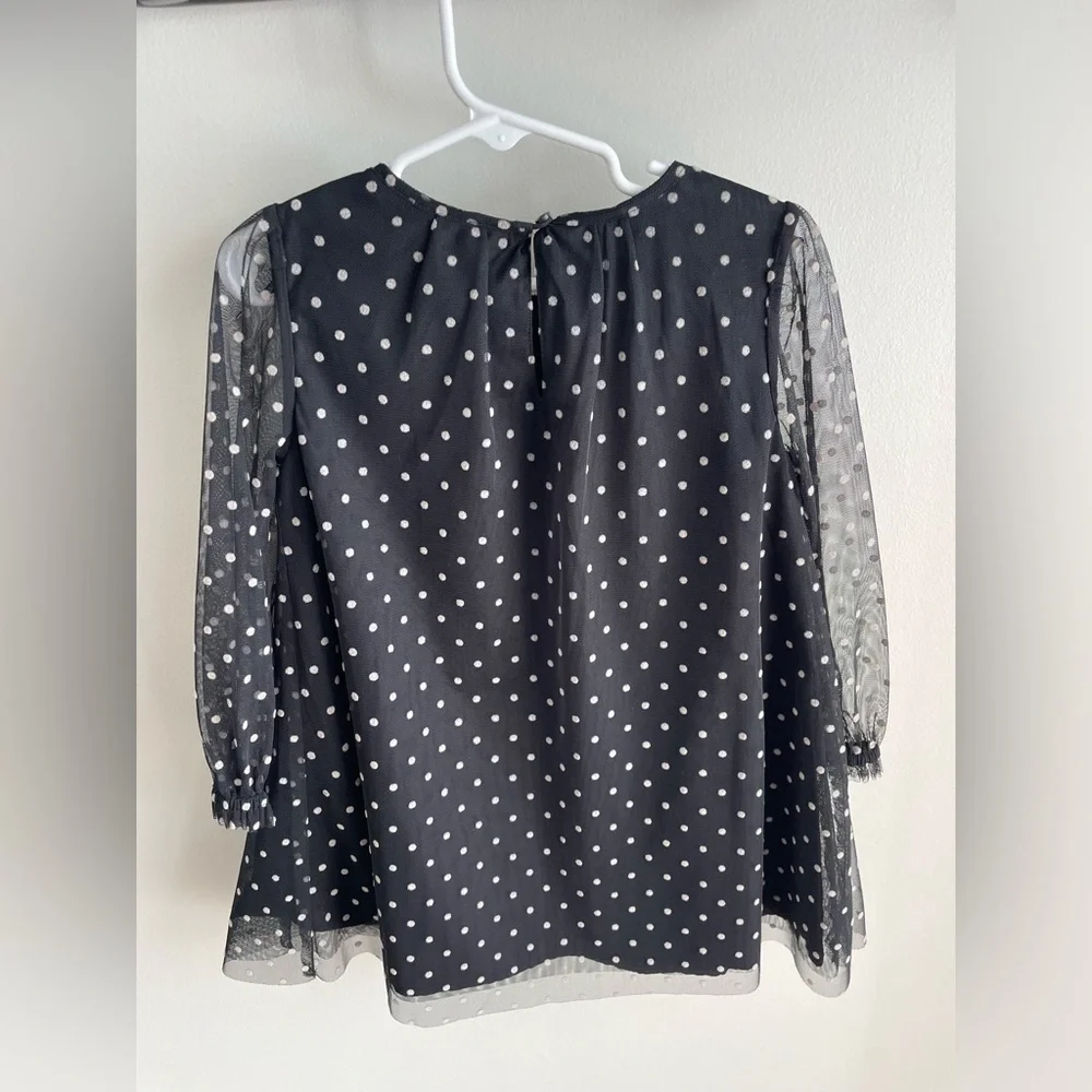 Baby Gap Toddler Girl Flocked Tulle Dress - Black Polka Dot - Size 4 Years - NWT